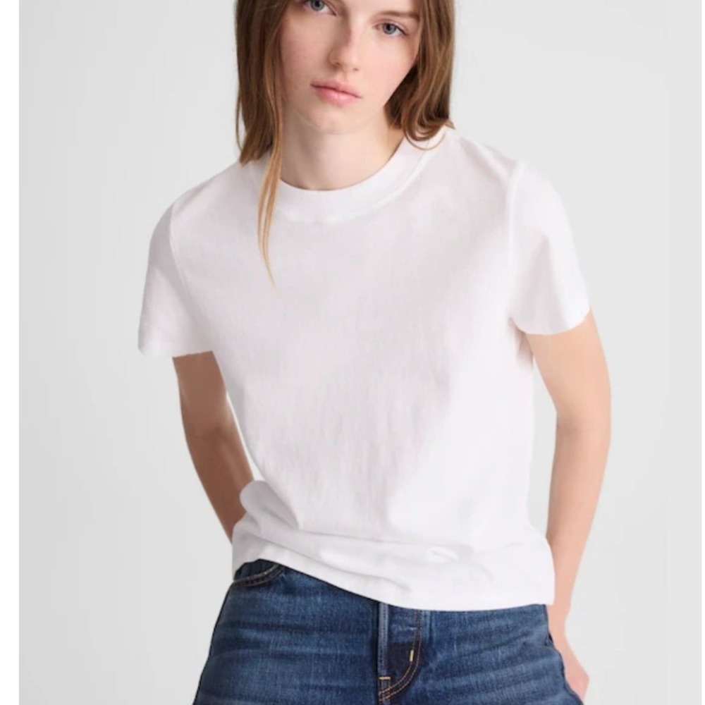 Madewell Premium Standard Short Sleeve Crewneck T-Shirt White NV992 XXS NEW $65